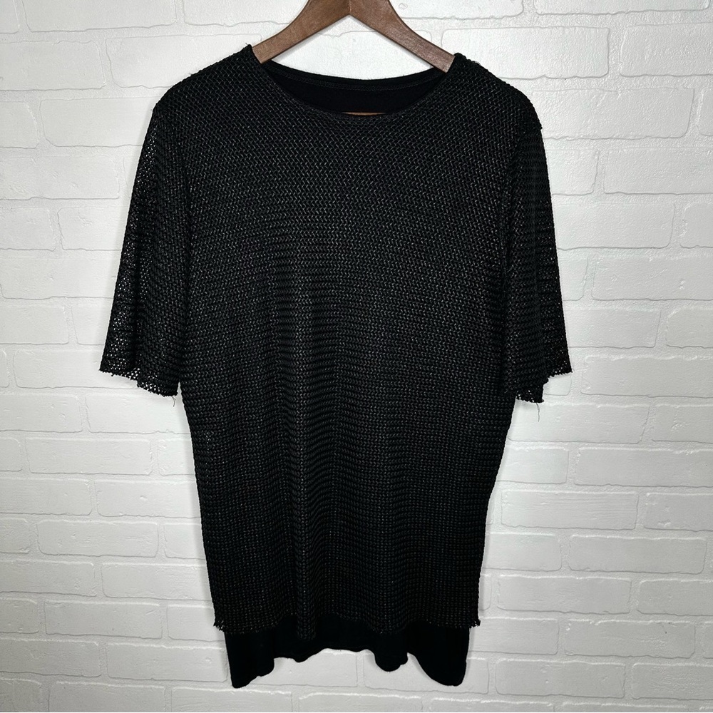 David's Road Mesh Knit Layering Short Sleeve sz L